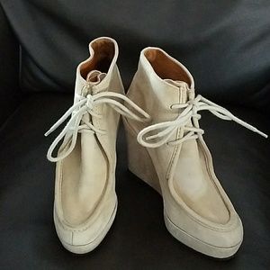 Barney's New York tan suede platform wedge size 38